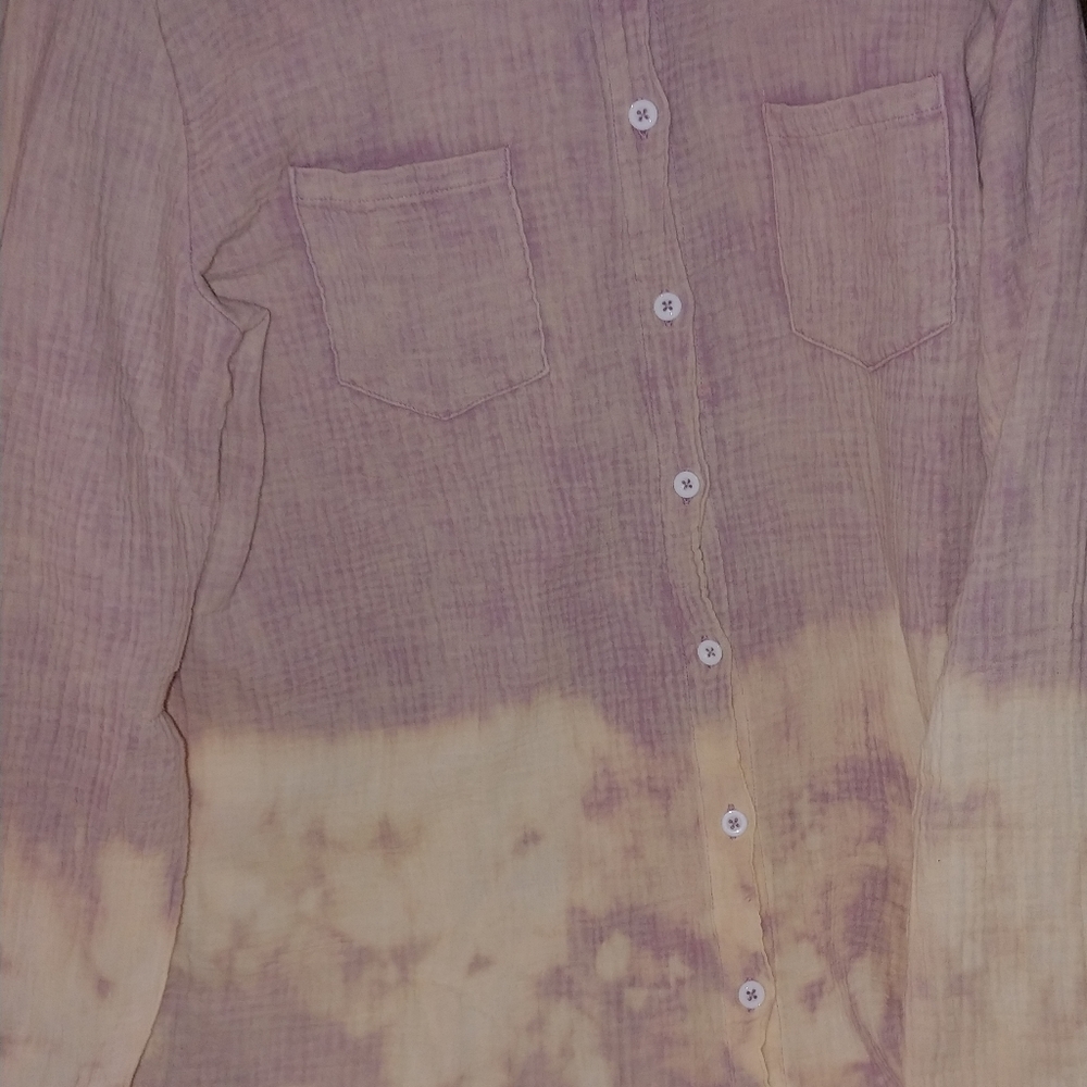 Lightweight Bleach-Dipped Button Down Shirt/Shacket